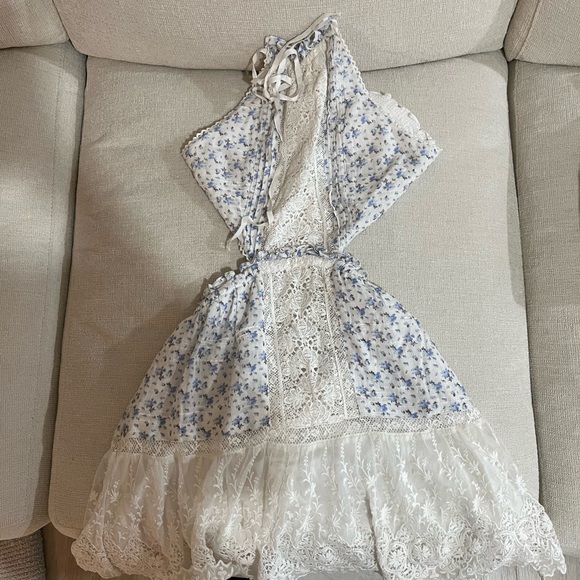 LOVESHACKFANCY
Kesia Embroidered Lace Halter Mini Dress xs - Picture 4 of 5